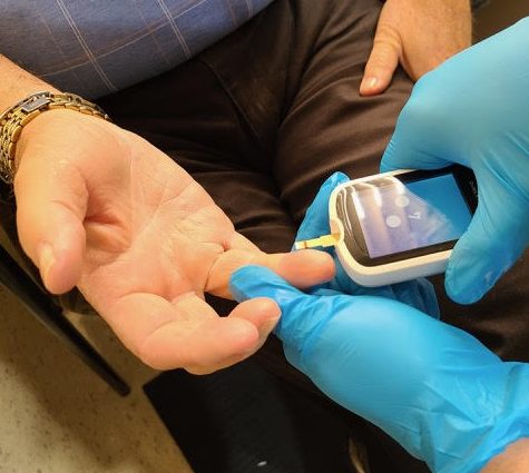 Patient getting glucose tested